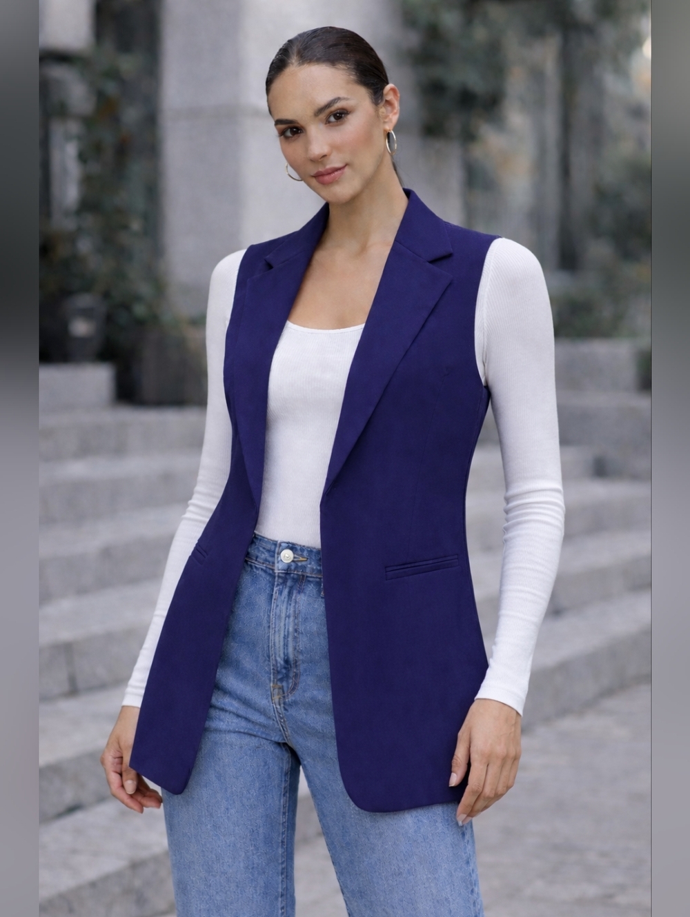 Tailored Sleeveless Vest – Midnight Blue
